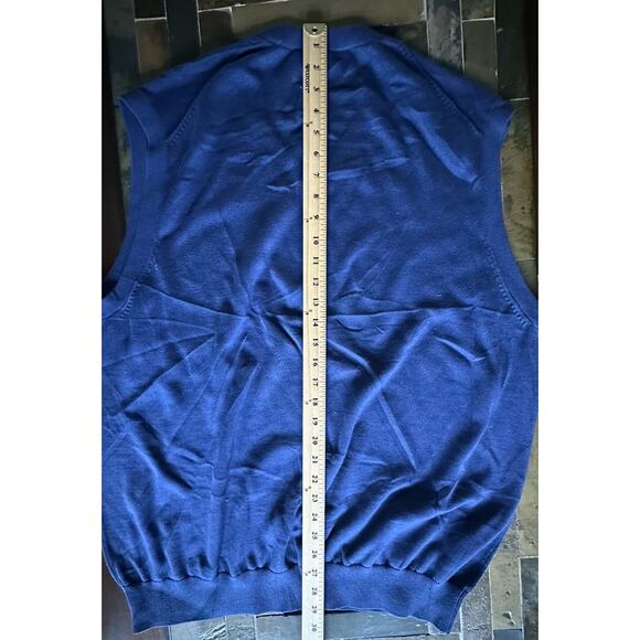 Fairway & Greene V-Neck Vest Extra Large Argyle Mens 100% Pima Cotton Golf Navy - Picture 4 of 6